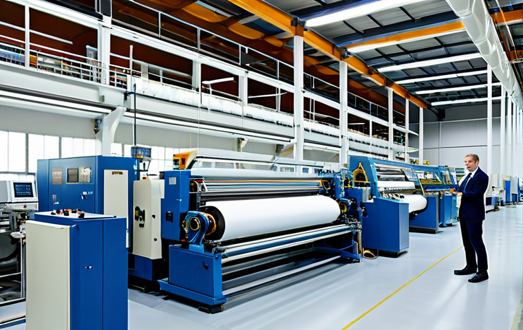 Innovation in Textile Production**
A modern textile factory interior. Advanced machinery weaving and processing various materials. Engineers in professional attire monitor the equipment. Bright, clean environment. Emphasis on technological innovation and efficiency. fully clothed, appropriate content, safe for work, professional, perfect anatomy, natural proportions, high quality.
**