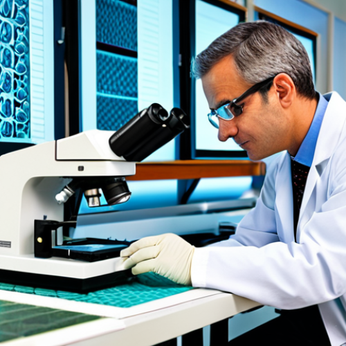 **

"A textile engineer in a clean, modern laboratory, fully clothed in a lab coat and safety glasses, examining a sample of high-tech fabric under a microscope. The fabric is colorful and intricate, showcasing advanced weaving techniques. The background includes various testing equipment and scientific instruments. Safe for work, appropriate content, professional, perfect anatomy, correct proportions, well-lit, family-friendly, fully clothed, modest attire."

**
