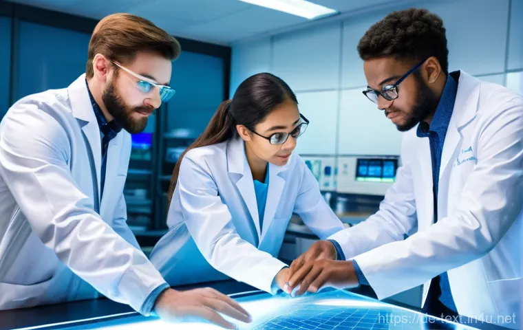 섬유기사 자격증 취득의 장단점 - **Prompt for Innovation and Smart Textiles:**
"A group of diverse, young textile engineers, both...