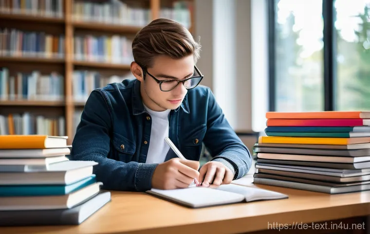 섬유기사 자격증과 필기시험 준비 - **Prompt:** A focused young adult, a student aged 20-24, sits at a modern, well-lit desk, surrounded...