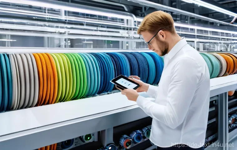 섬유기사와 공정 혁신 사례 - **Prompt 1: The Circular Fashion Future in a German Innovation Hub**
"An intricate, brightly lit...