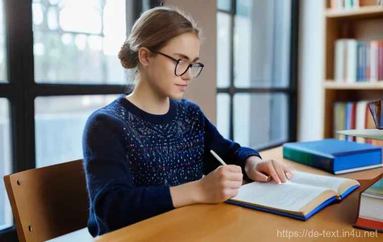 섬유기사 공부 시간 관리법 - **Prompt:** A focused young female university student, in her early twenties with light brown hair t...
