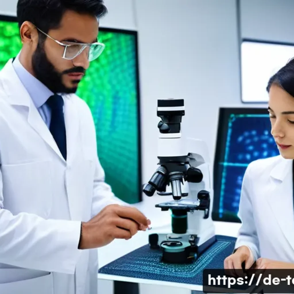 섬유기사 자격증 활용과 산업 적용 - "A diverse group of textile engineers, both male and female, in a bright, futuristic research and de...