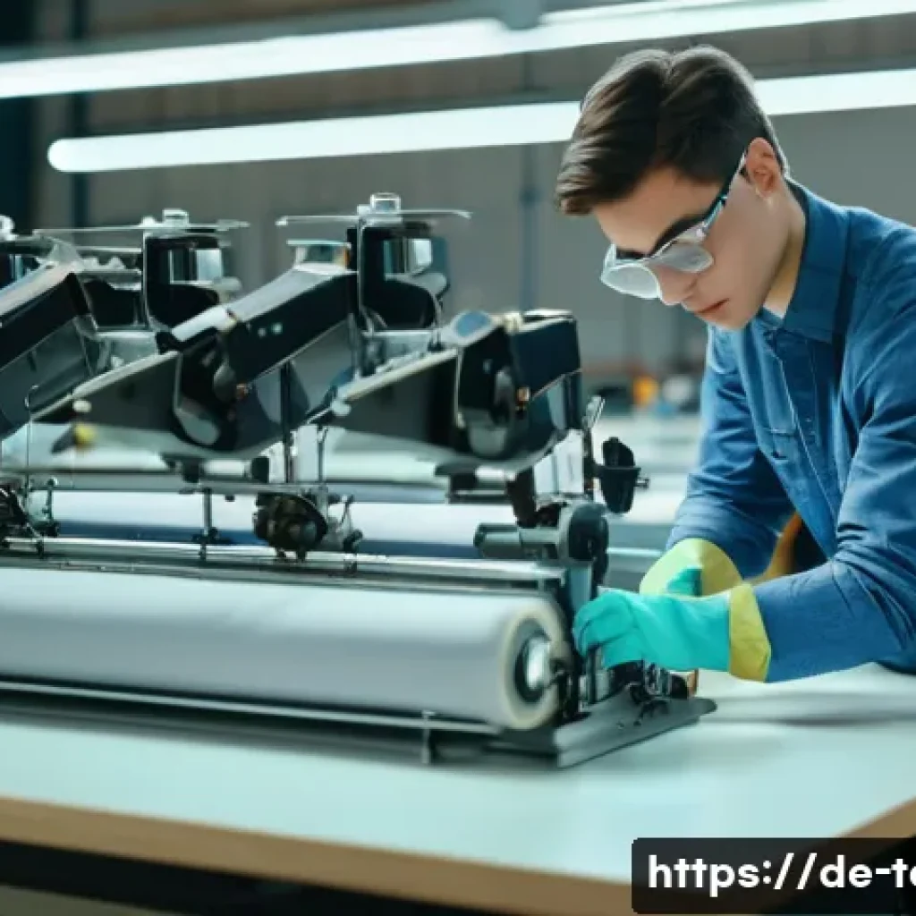 섬유기사 실기시험의 준비 방법 - A focused young adult textile technician practicing machine operation in a bright, modern workshop. ...