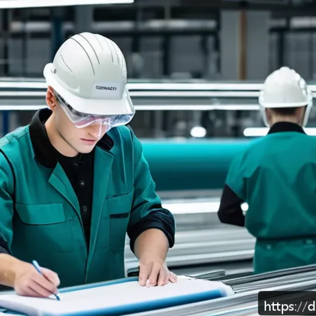 섬유기사 시험 준비 성공 스토리 - A detailed scene inside a modern textile factory in Germany, showcasing advanced spinning machines i...