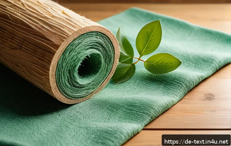 섬유기사와 패션 산업 혁신 - A close-up image of soft, eco-friendly Lyocell fibers derived from wood pulp, displayed alongside na...