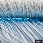섬유기사 실기시험 채점 기준 - A highly detailed close-up image of various textile fibers under a microscope, showcasing natural fi...