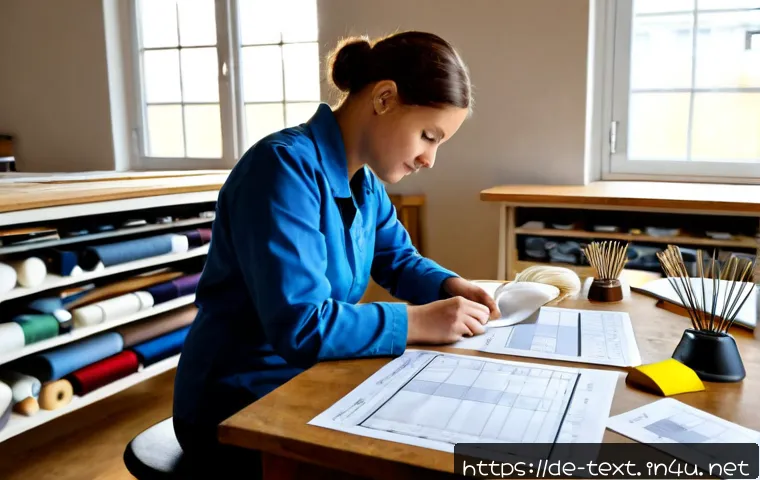섬유기사 필기시험의 중요성 - Photorealistic textile technician certification exam preparation in Germany, focused adult student s...