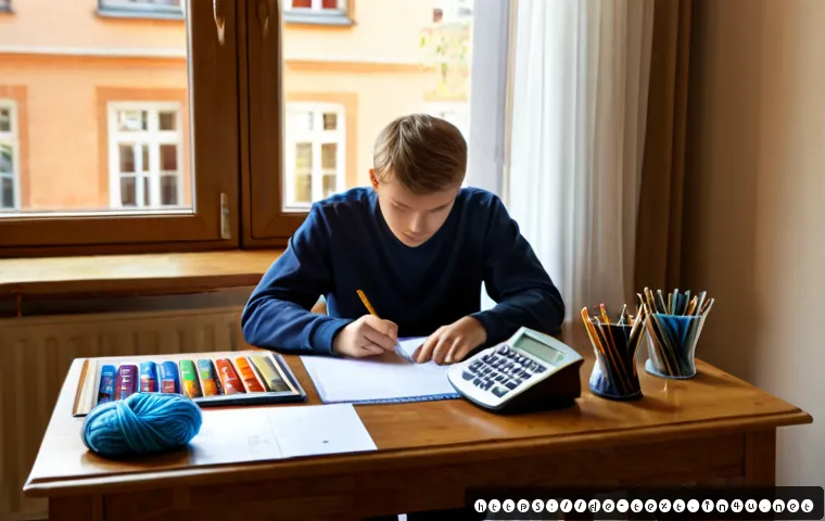 Home 17 섬유기사 필기시험의 준비 단계 - Photorealistic German textile engineering student preparing for a written certification exam at a ti...